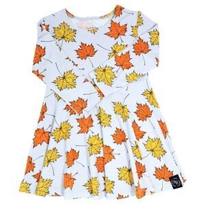 Sweet Bamboo | Swirly Girl Dress in Grey Leaves Fall | 8